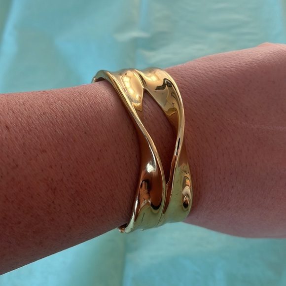 Gold Plated Cuff Bangle (not real gold) - Picture 2 of 4